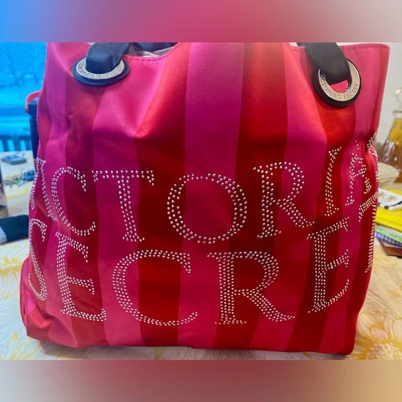 Victoria's Secret Bold Red and Pink Tote - Picture 1 of 9